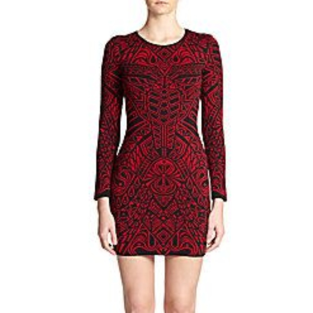 RVN Mendhi Jacquard Shift Dress long sleeve Large
